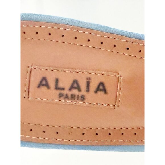 Alaia Blue Laser-Cut Suede Mules Sandals 6.5 - Picture 4 of 10